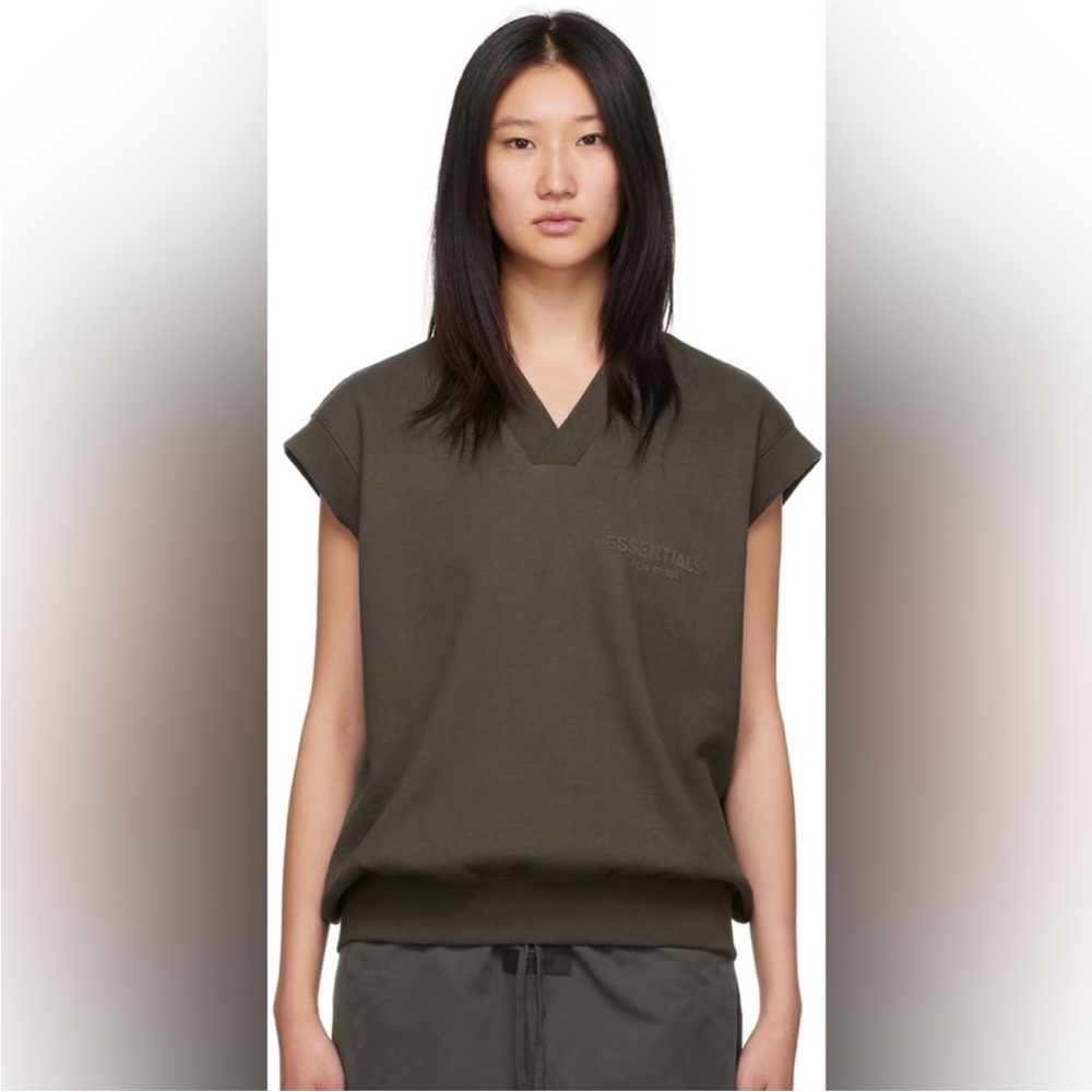 Essentials Women's Charcoal V-Neck Sweatshirt